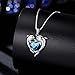 Sterling Silver Double Dolphin with Light Blue CZ Heart Pendant Necklace, Jewelry for Women, Girl, 18