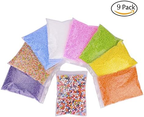 MELYTU Styrofoam Balls For Slime – Colorful Foam Beads Mini 0.1-0.4 inch Household School Arts Crafts Supplie Fits [9 Pack]