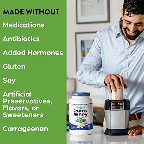 Orgain Whey Protein Powder, Vanilla Bean 21g Grass Fed Dairy Protein