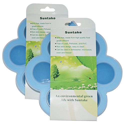 2Packs Silicone Egg Bites Molds for Instant Pot Accessories, Fits Instant Pot 5,6,8 qt Pressure Cooker, 7Cups Baby Food Storage Freezer Trays with Clip-On Lid (Blue)
