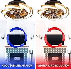 Ceiling Fan with Lights Remote Control, 18"Flush