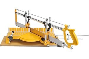 Hoteche Professional Miter Box with Saw Guide - Heavy Duty Aluminum Manual Angle Cutting Tool (15°-90°) for Wood/Plastic/Aluminum | 550mm Blade | Crown Molding & Baseboard Cutter