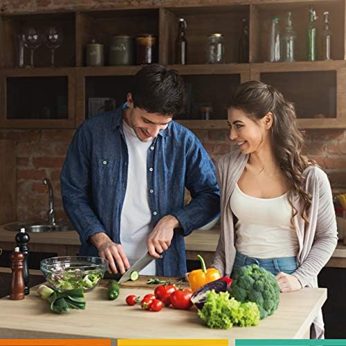 Fac Set de 5 Couteaux Professionnels avec Lame en Acier Inoxydable et Carbone : Chef, Pain, Viande, Office et Cuisine | Kit Chef avec Support en Bois | Manche Ergonomique | Moderne et élégant