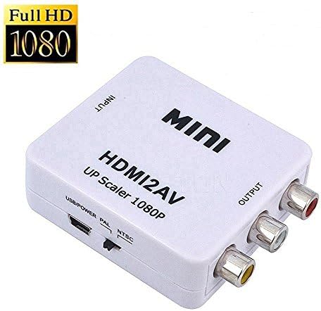 Lvaen 1080P HDMI to AV 3RCA CVBs Composite Video Audio Converter Adapter 1080P HDMI2AV Support NTSC and PAL Output (White)