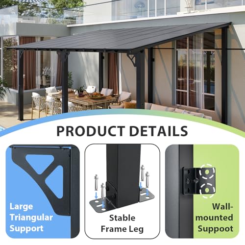 Aoxun 16'x10' Wall-Mounted Gazebo Review: Lean-to Patio Cover with Polycarbonate Roof image 10