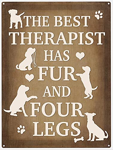 Small (150 x 200mm) Metal Sign - The Best Therapist has Fur and Four Legs