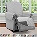 Sofa Shield Recliner Slip Cover with Patented Strap, Cushion Protector, US Designed Reversible Stain and Dog Tear Resistant Slipcover, 28 inch Seat, Washable Covers for Dogs Pets, Light Gray Charcoal