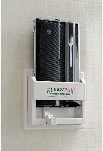Wall Mount Beige Plastic Utensil Dispenser - 10"L x 5"W x 9"H