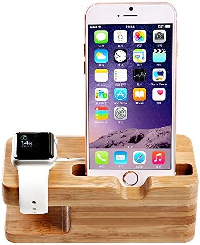 Apple Watch Stand,Bamboo Desktop Charger Charging Station Holder for iPhone and Apple Watch 38mm 42mm,Other Smartphone.