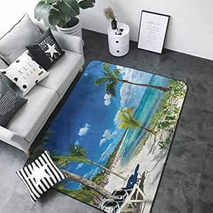 Amazon.com : Floor Entrance Rug Landscape, Beach with Palm Trees 63 x