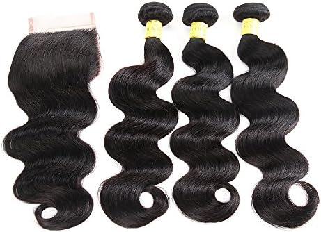 YePei Brazilian Virgin Body Wave 3 or 4 bundles With Free Part Closure Natural Color 100% Unprocessed Human Hair Weave Weft with Lace Closure