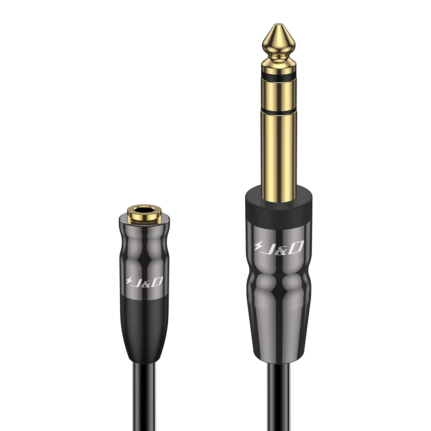 J&D 1/4 inch to 3.5mm Headphone Adapter, Heavy Duty Copper Shell Connecter Joint 3.5mm 1/8 inch Female TRS to 6.35mm Male TRS Stereo Audio Extension Cable, 0.9 Meter