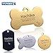 YVYOO Custom Dog Collar Stainless Steel Dog cat tag Free Engraving Pet Dog Collar Accessories ID tag Name Telephone Personalized (Golden Bone, M)