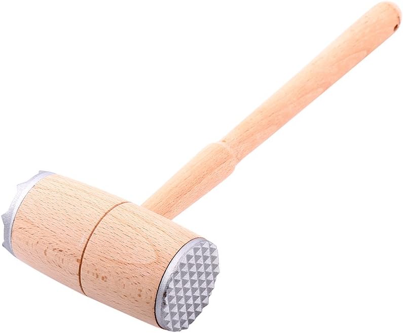 Double Slider Meat Hammer Kitchen Tool Mallet Wood Handel Beef Masher Tenderizing Utensils
