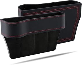 Childlike Caja De Almacenaje para Asiento Distancia De Coche, Organizador De Bolsillo Lateral Divisé Piel Sintética Portavasos Y Moneda Organizador, Negro/Beige 
