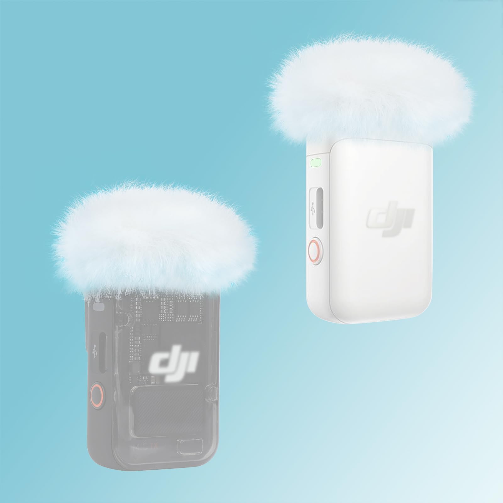 YOUSHARES DJI Mic 2 Wind Muff - 2 Packs Furry Microphone Windscreen Mic Windshield for DJI Mic 2 Wireless Lavalier Microphone for Record Interview(White)