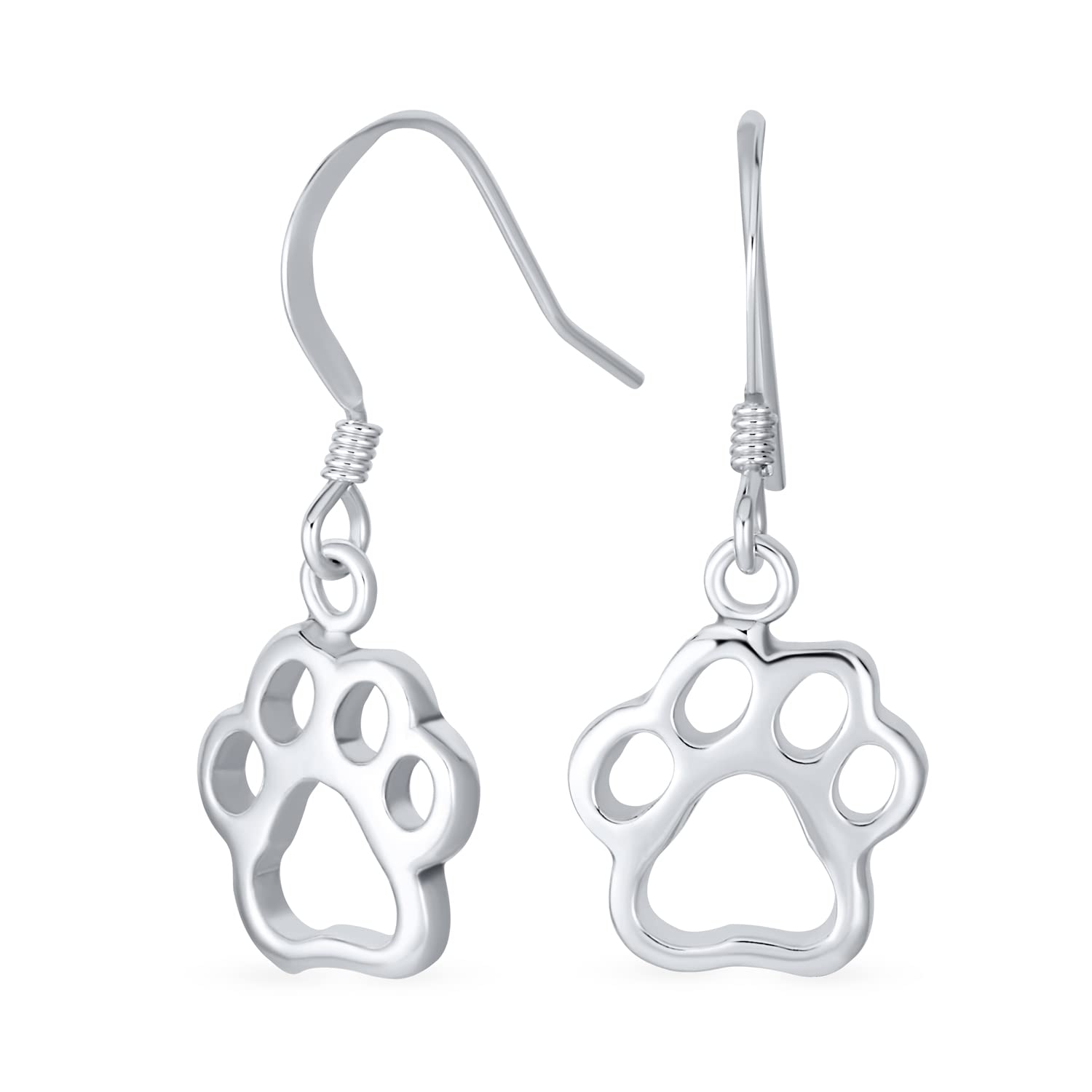 Best Friend Animal Pet Lover BFF Dog Puppy Dangling Paw Print Earrings For Women Teen .925 Sterling Silver Fish Hook