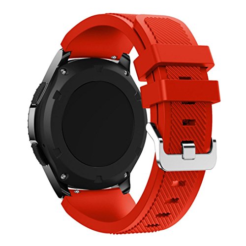 Charberry for Samsung Gear S3 Frontier, Fashion Sports Silicone Bracelet Strap Band (22mm, Red)