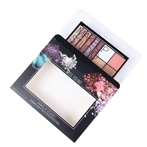 Fheaven (TM) Shine Eyeshadow Textured Palette Matte and Shimmer Colors Brightening Pearl Eye Shadow Primer and Highlighter (B)