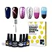 Lagunamoon Soak off UV LED Gel Nail Polish Cat Eyes Magnetic Gel Polish Temperature Color Changing Glitter Nail Polish Set