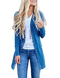 Viracy Sudadera de manga larga para mujer, estilo casual con botones