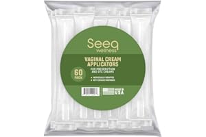 SEEQ WELLNESS Disposable Plastic Vaginal Cream Applicators: to Fit Preseed Lubricant, Estrace, Personal Lube and OTC Gel or Cream Products - with Dosage Measurements, Threaded End and Comfort Tip - 60 Pack