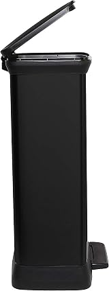 CURVER Kitchen Bin Plastic Black 50L Pedal Soft Close UK Made 39x29x73 view 3