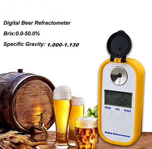 Beer Digital Refractometer Digital Beer Refractometer Brix Refractometer Digital Refractometer Beer Digital Brix Refractometer for Homebrew Beer Wort Refractometer Brix0-50.0% Accuracy (Brix)0.2% ATC