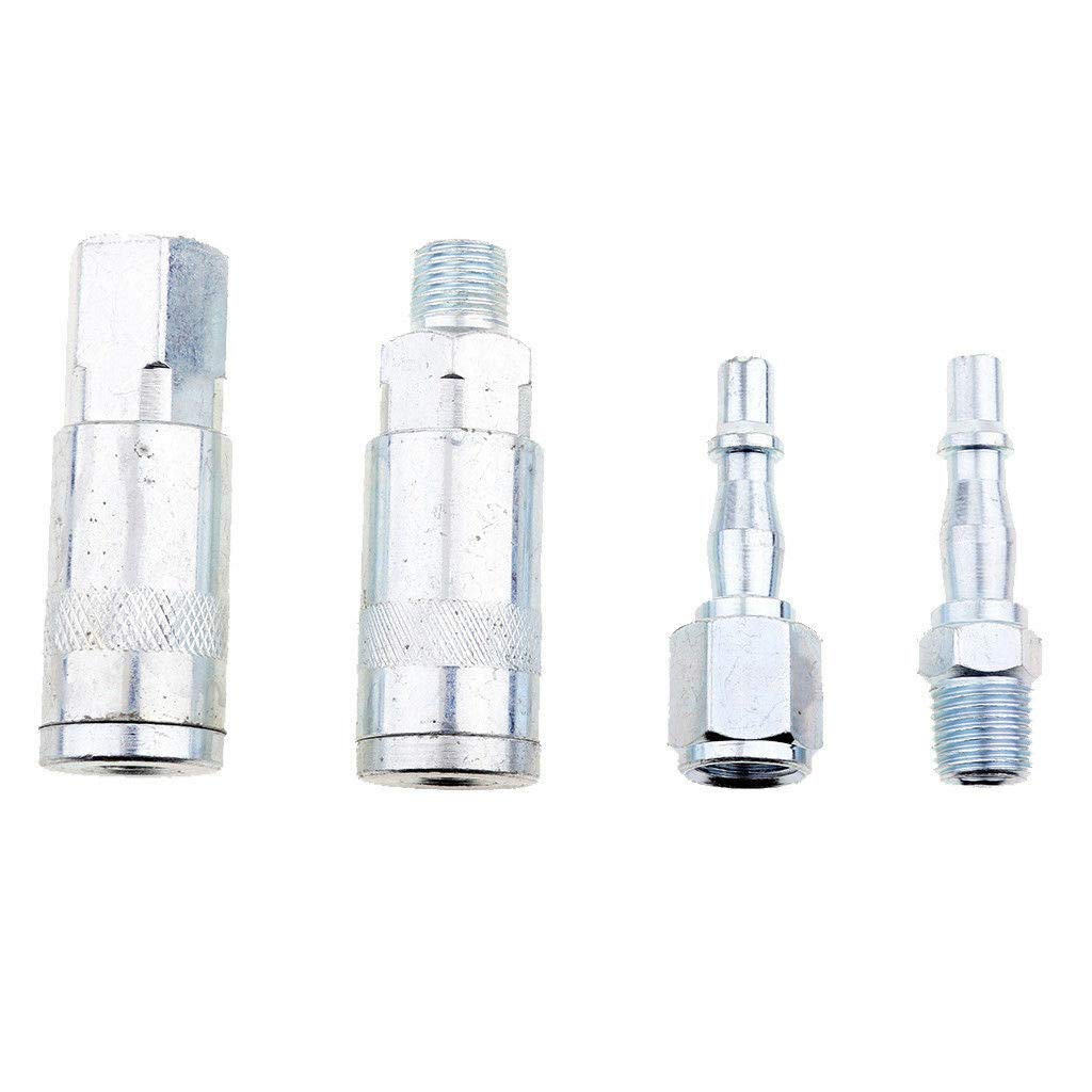 Air Hose Fitting SUPERTOOL 1/4" Airline Connectors BSP Quick Release Male Female Air Coupler Hose Tail for Compressor Tools (Pack of 4)