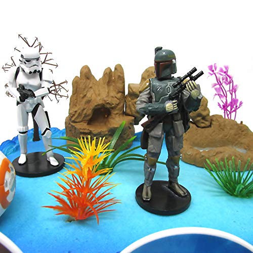 STAR WARS 22 Piece Birthday Cake Topper Featuring 6 Star Wars Figures and Decorative Themed Accessories - Thumbnail 2
