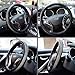 FEENM Steering Wheel Cover Bling Bling Rhinestones Crystals Car Handcraft Steering Wheel Covers Leather for Girls Black