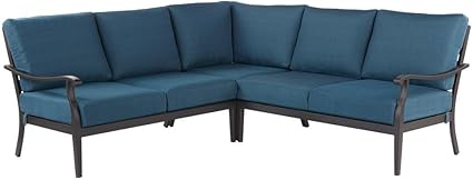 Hampton Bay Riley 3 Piece Metal Outdoor Sectional Set With