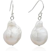 Cultured Baroque Pearl Threader Earrings Dangling Sterling Silver Single Pearl Drop Earrings