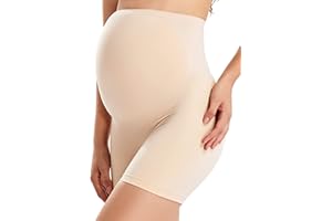 Gratlin Women's Seamless Maternity Shapewear for Dresses Pregnancy Shorts Panties High Waist Mid-Thigh Underwear