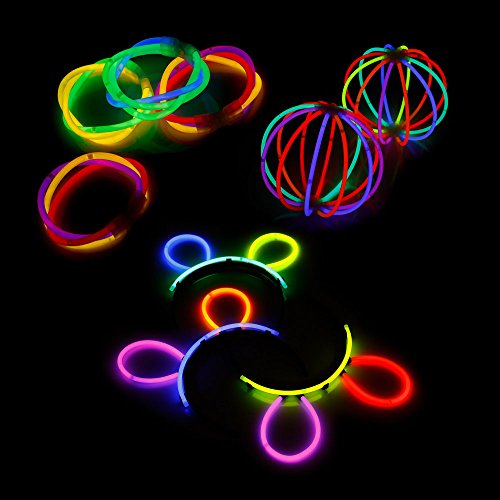 [- 200 Knicklichter, 200 Verbinder, 5 Leuchtbrillen, 5 Haarreifen, 5 Kreisverbinder, 5 Flexverbinde