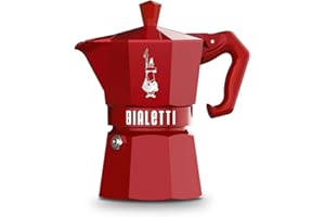 Bialetti Mocha Exclusive Italian Red for 3 Cups, Direct Fire (Coffee Maker, Espresso Maker, Makinetta)