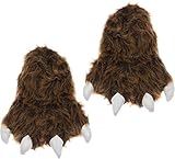 Wishpets Grizzly Bear Paw Slippers w/White Claws (Brown, Large)