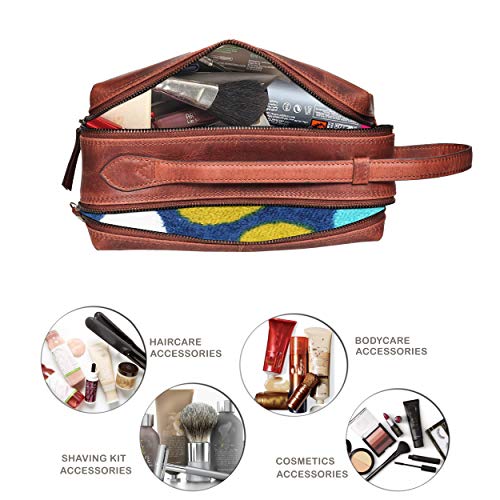 Leather toiletry bag for men - toiletry bag for women leather toiletry bag travel dopp kit Leather dopp men Shaving Kit (Brown Crazy Horse) - Thumbnail 2