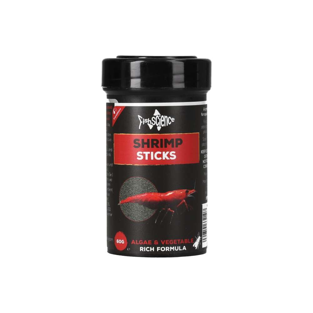 FishScience Shrimp Food Stick 60g - 4mm | Natural Sinking Food for Aquarium Shrimp | High Protein 35% | Vegetables & Algae (Spirulina, Chlorella, Kelp)