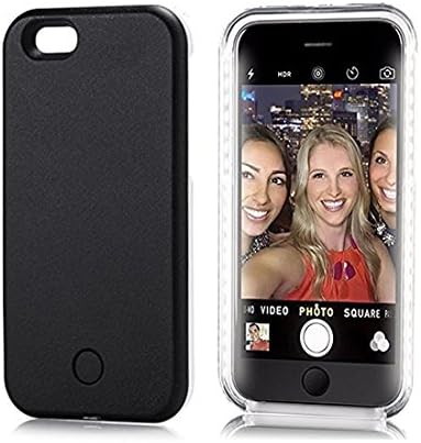LED Light Up Selfie Phone Case Cover for iPhone 7 (4.7 inchs) Great Selfies At Night-Cell Phone Case With LED - Bright Illuminated Protecting Back Cover Against Scratches and Bumps (Black)