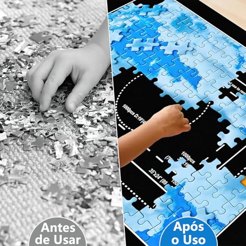Porta Puzzle, Porta Quebra Cabeça 1000 1500 2000 3000 Peças, Tapete Quebra Cabeça Enrolável, com 4 Separador de Peças Quebra Cabeça e Bolsa de Armazenamento Portátil (Cinza)