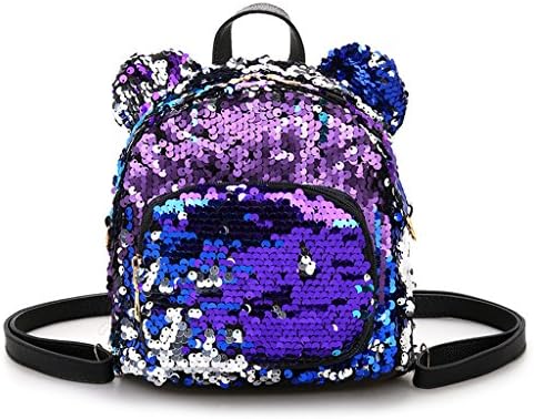 Doiber 1pc Girls Dazzling Sequins Backpack Women Fashion Casual Daypack Schoolbag Bookbag (Purple)
