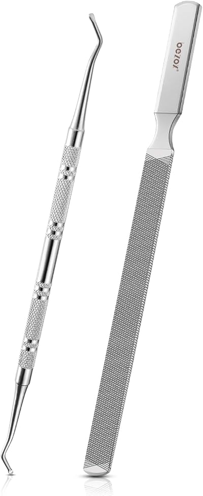BEZOX Long Steel Nail File Dual-Ended Toenail Lifter