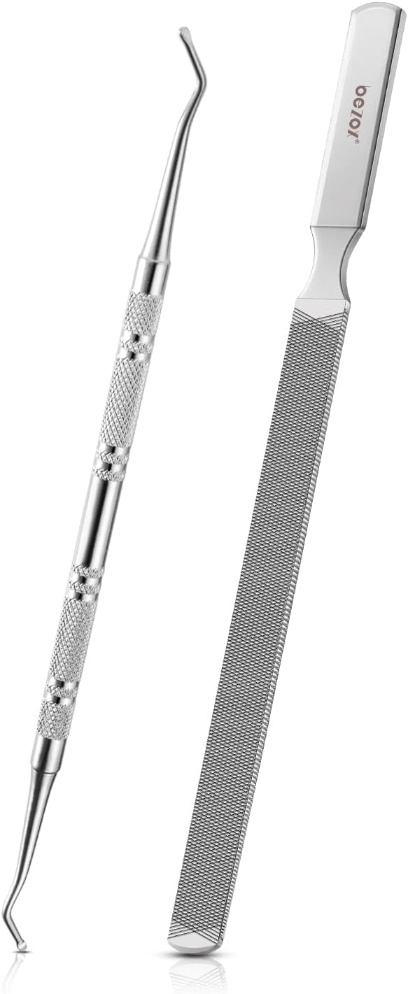 BEZOX Long Steel Nail File Dual-Ended Toenail Lifter
