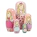 Cute Lovely Angel Princess with Pink Purple Green Dress Handmade Nesting Dolls Matryoshka Dolls Russian Dolls Set 5 Pieces Kids Girls Gifts Toy Home Decoration