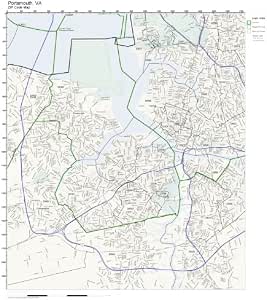 Amazon.com: ZIP Code Wall Map of Portsmouth, VA ZIP Code Map Not