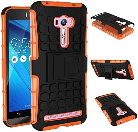 ASUS ZenFone Selfie ZD551KL Case with Stand, 2 in 1 Hard PC+ Soft Silicone Design Cases and Covers for ASUS ZenFone Selfie ZD551KL (5.5 inch) Orange