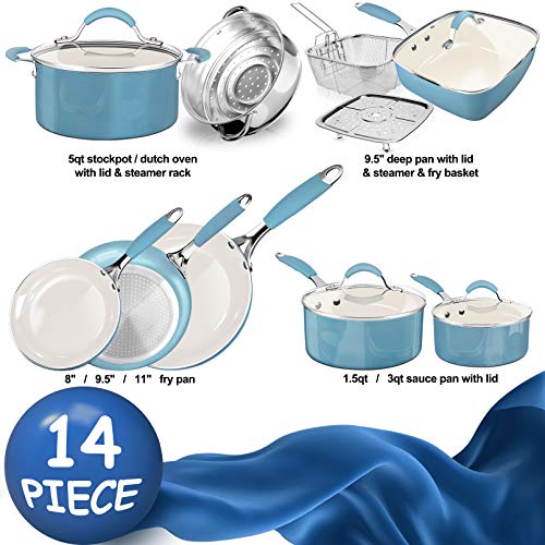 Induction Pots and Pans Set, Cookware Set with Silicone Grip, NonStick