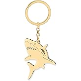 LONYOO Cool Shark Keychain Stainless Steel Fish Charms Ocean Animal Key Chain Accessories Shark Gifts for Women Girls Kids