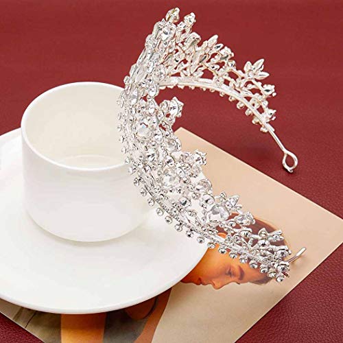 Tgirls Bridal Wedding Crowns and Tiaras Bride Princess Rhinestone Headband Jewelry for Women and Girls (Silver)
